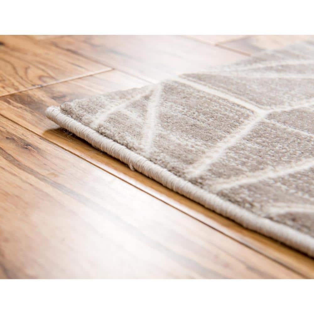 Brown Geometric Stain-Resistant Rectangular Area Rug