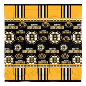 5-Piece Multi Colored Boston Bruins Rotary Queen Size Polyester Bed in a Bag Set