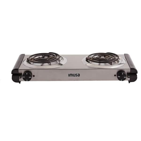IMUSA 2-Burner 6 in. 1500-Watts Silver Hot Plate Electric Stainless Steel