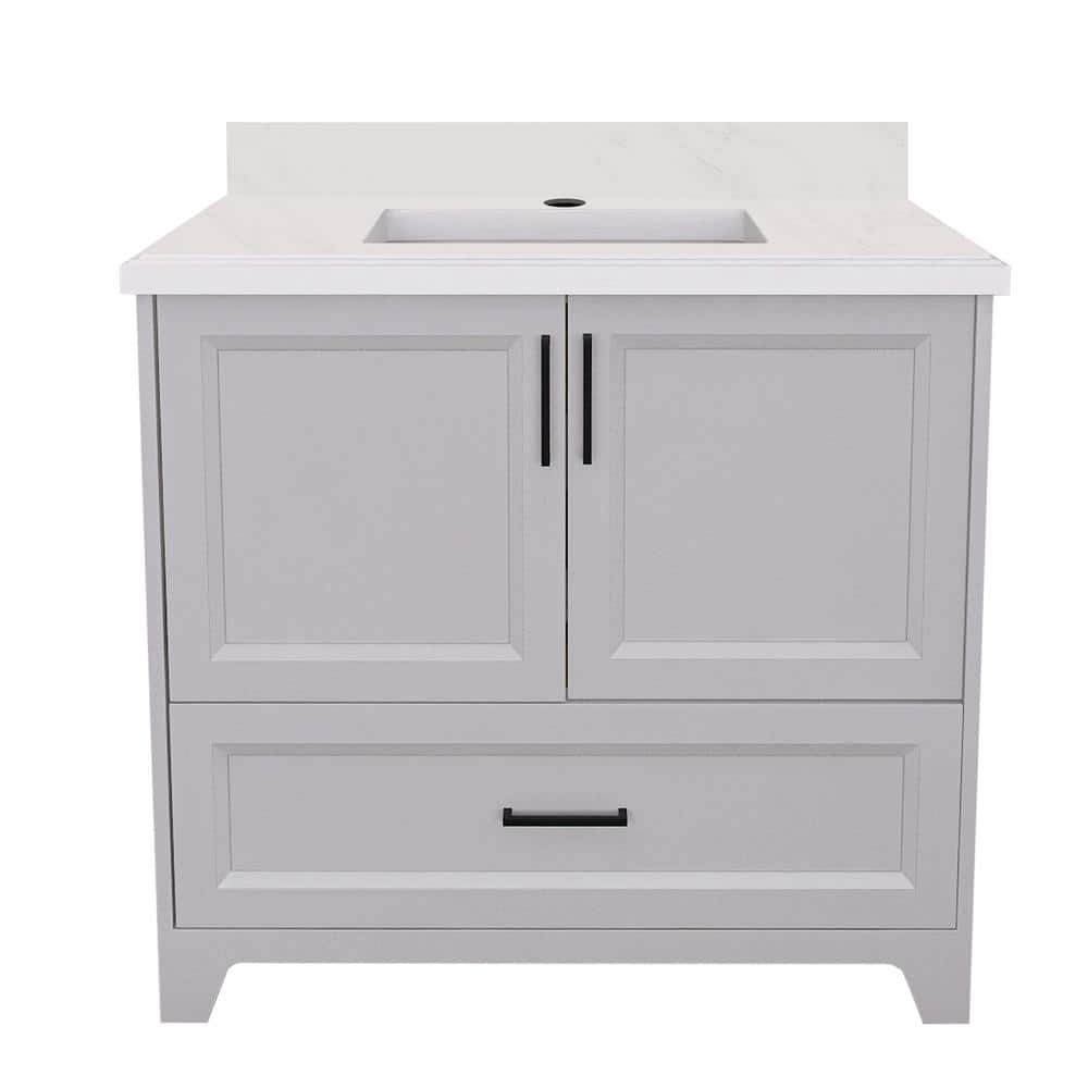 ANGELES HOME 36 In. W X 22 In. D X 35 In. H Solid Wood Bath Vanity In ...