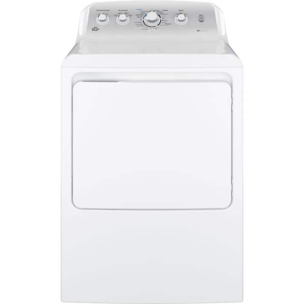 GE 7.2 cu. ft. White Electric Vented Dryer with Silver Backsplash