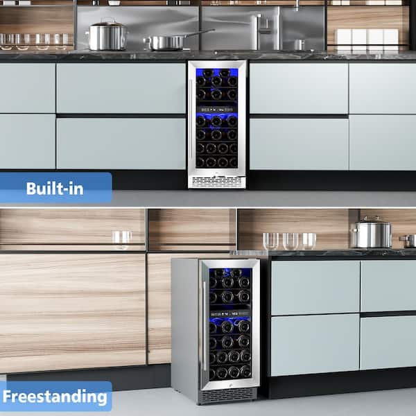14.96 in. 31 Bottle, 88 Can, Dual Zone Wine and Beverage Cooler Freestanding/Built in with Stainless Steel Door