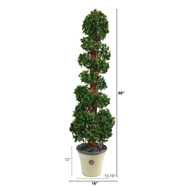 Nearly Natural 68 in. Indoor/Outdoor English Ivy Topiary Spiral