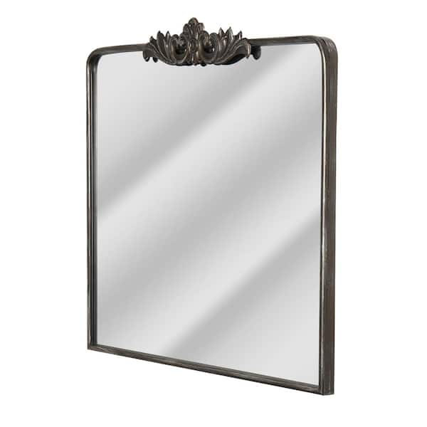 Deco Mirror 38 in. W x 30 in. H Vintage Antique Bronze Ornate Metal Framed Accent Wall Mirror