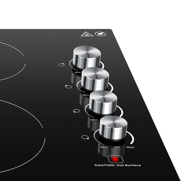Cooksir Electric Cooktop 30 Inch, 7400W Built-in Electric Stove Top 4  Burner, 220-240V Ceramic Hob with Glass Protection Metal Frame, Knob  Control, 9