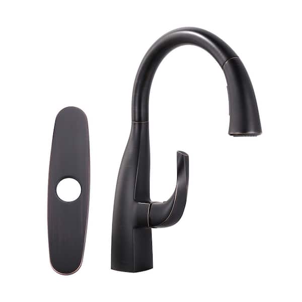 Unbranded 3-Mode Single Handle Pull Down Sprayer Kitchen Faucet with Swan Neck in Oil Rubbed Bronze