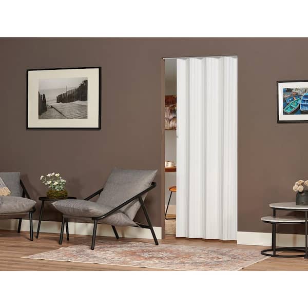 Spectrum Dunes 36 in. x 80 in. White Vinyl Accordion Door with