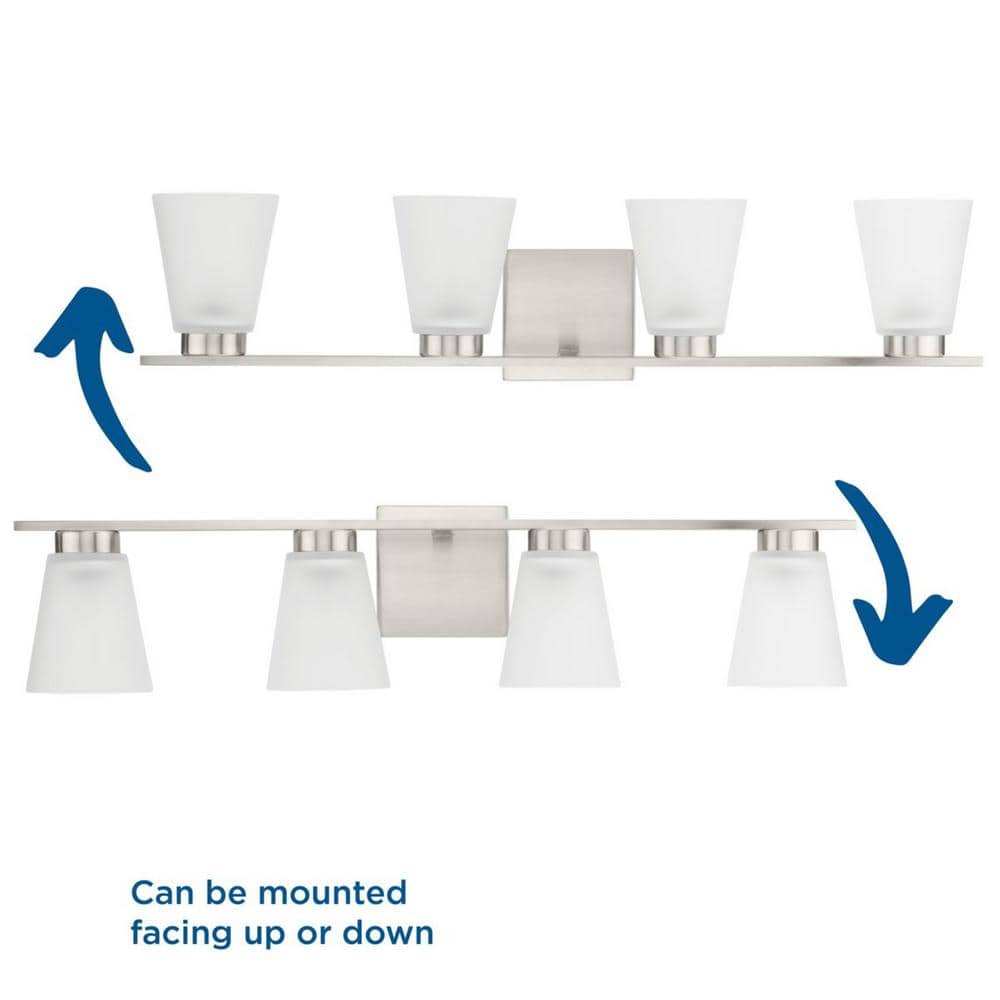 Tanner Brushed Nickel 4-Light Vanity with Etched Glass Shades