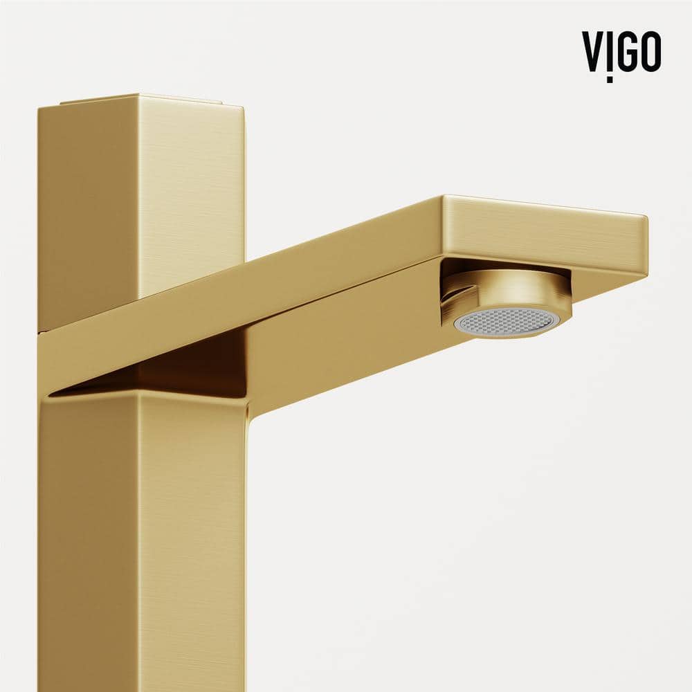 Nova Matte Brushed Gold Tall Vessel Sink Faucet with Push Button
