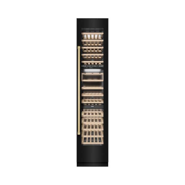 Autograph Edition 18 in. Triple Zone 68-Bottle Right Hinge Column Wine Cooler in Black Stainless with Bronze Accents