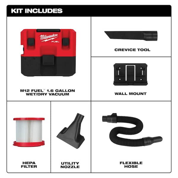 M12 FUEL 12-Volt Lithium-Ion Cordless 1.6 Gal. Wet/Dry Vacuum (Vacuum-Only)