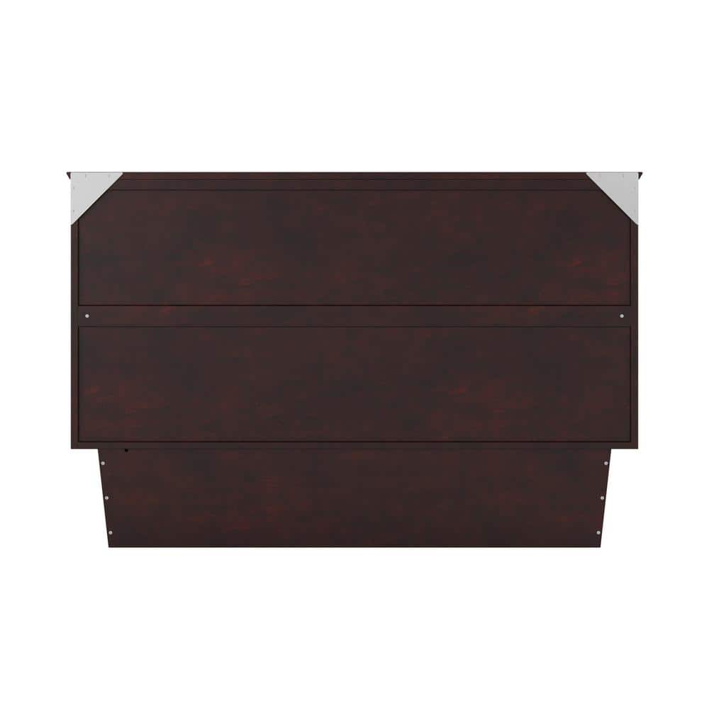 Espresso Queen Murphy Bed Chest with Memory Foam Mattress and USB Charging