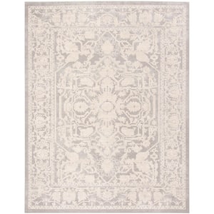 Reflection Light Gray/Cream 6 ft. x 9 ft. Border Floral Area Rug