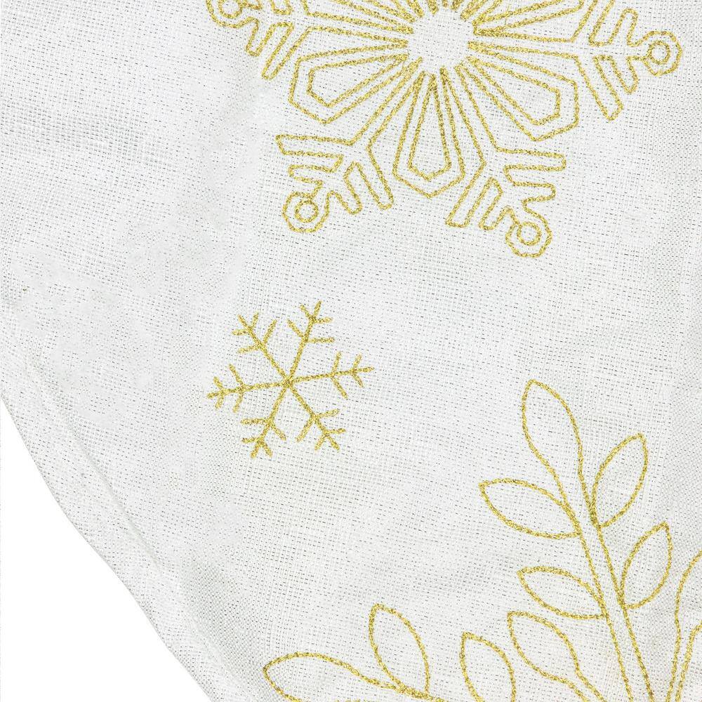 48" White and Gold Embroidered Snowflake Christmas Tree Skirt