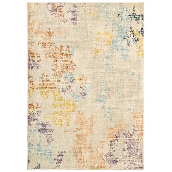 AVERLEY HOME Xenia Beige/Multi 4 ft. x 6 ft. Distressed Abstract Area Rug