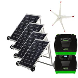 3600-Watt/5760W Peak Push Button Start Solar Powered Portable Generator with 4 Solar Panels, Power Pod and Wind Turbine