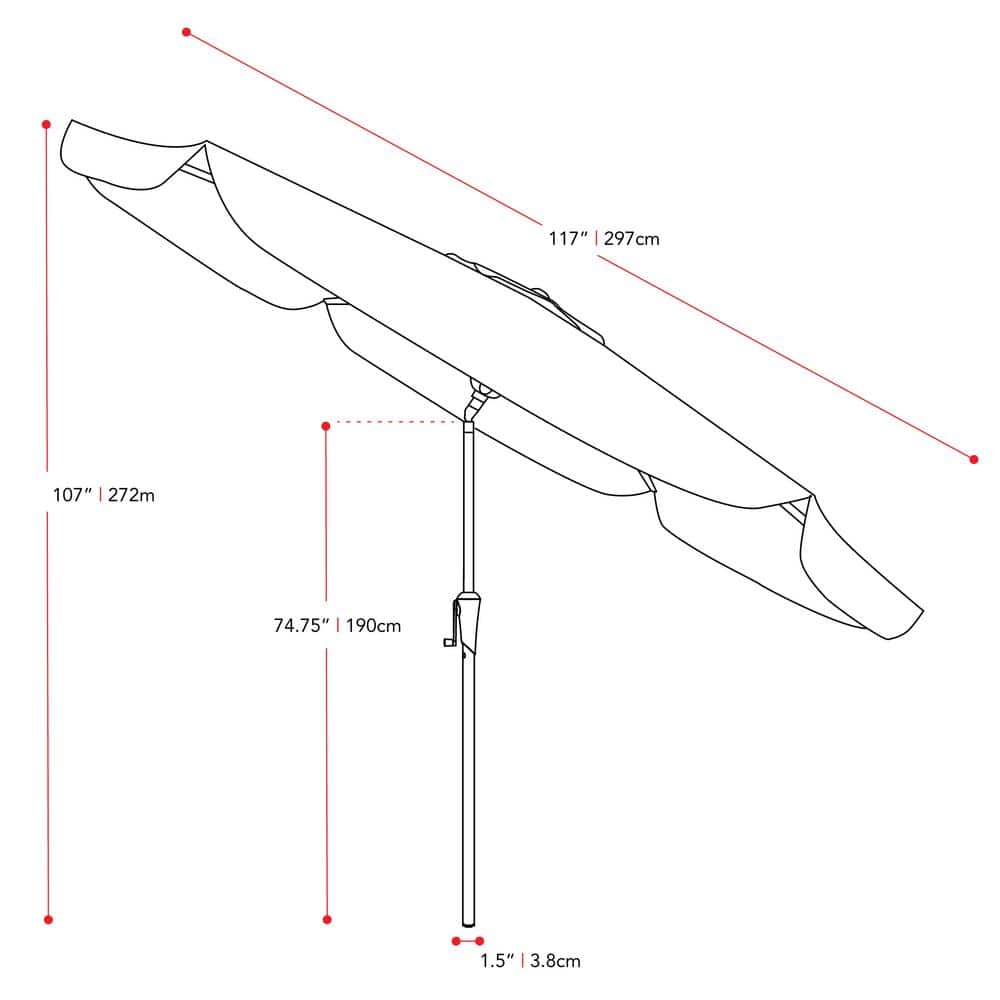 Round Modern Black Fabric & Steel 10ft Tilting Patio Umbrella