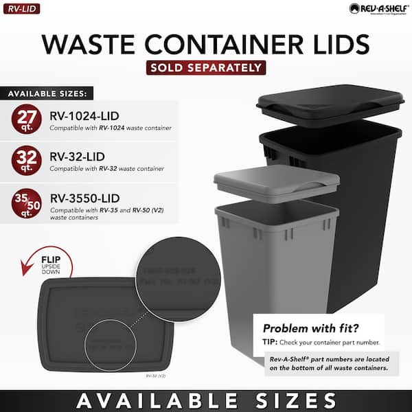 Rev-A-Shelf Chrome Steel Pullout Waste Container RUKD-932-1 - The