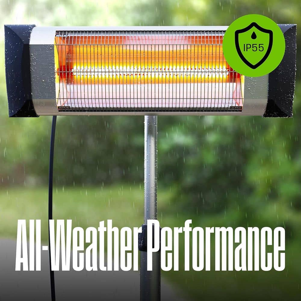 Silver Infrared Electric Pole Mounted Outdoor Heater with Remote