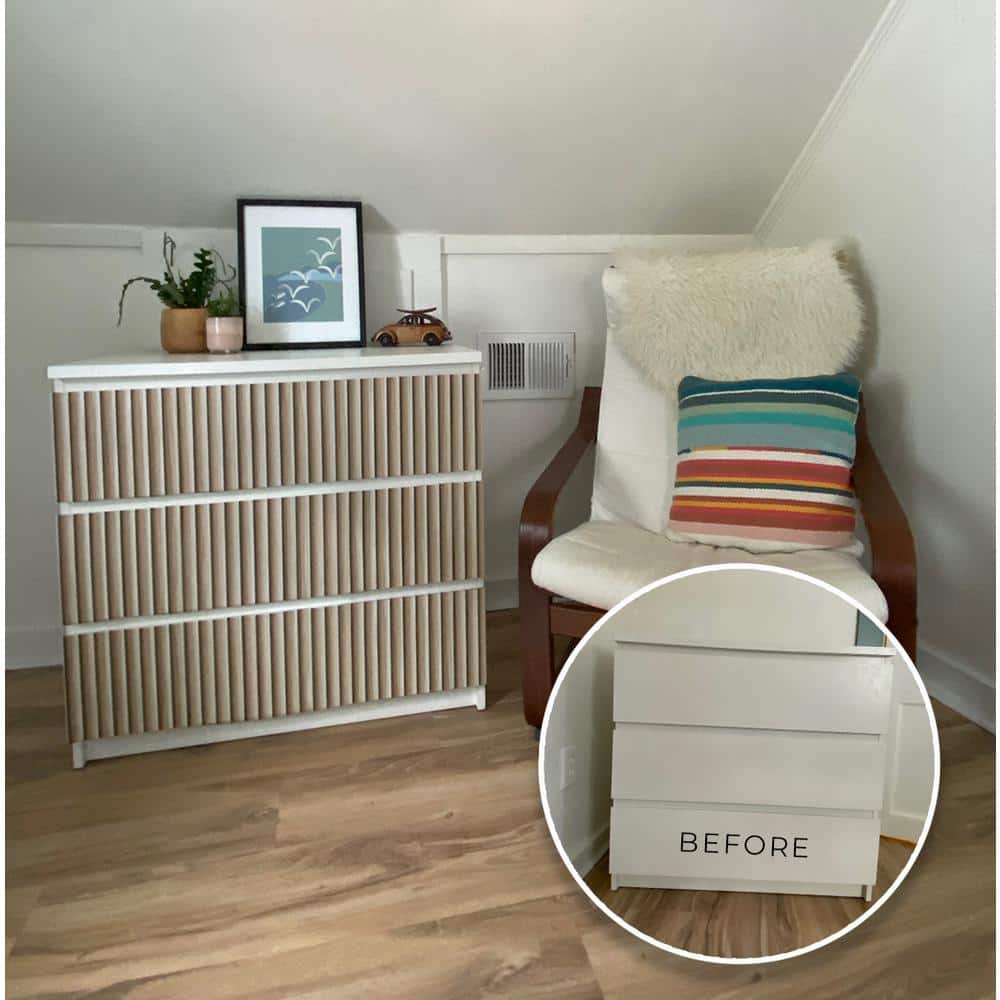 Blonde Reeded Wood Self-Adhesive Peel and Stick Wallpaper