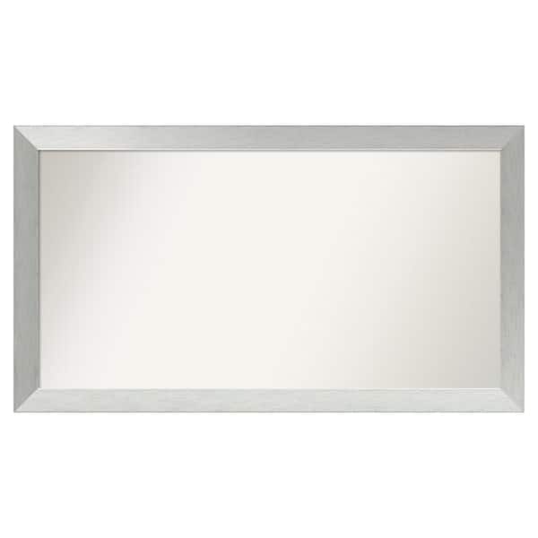 Amanti Art Brushed Sterling Silver 48 in. x 27 in. Custom Non-Beveled Wood Framed Bathroom Vanity Wall Mirror