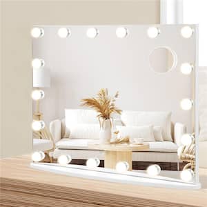 24.5 in. W x 20.5 in. H Vanity Mirror with Lights 3-Color Lighting Modes Tabletop and Wall-Mounted