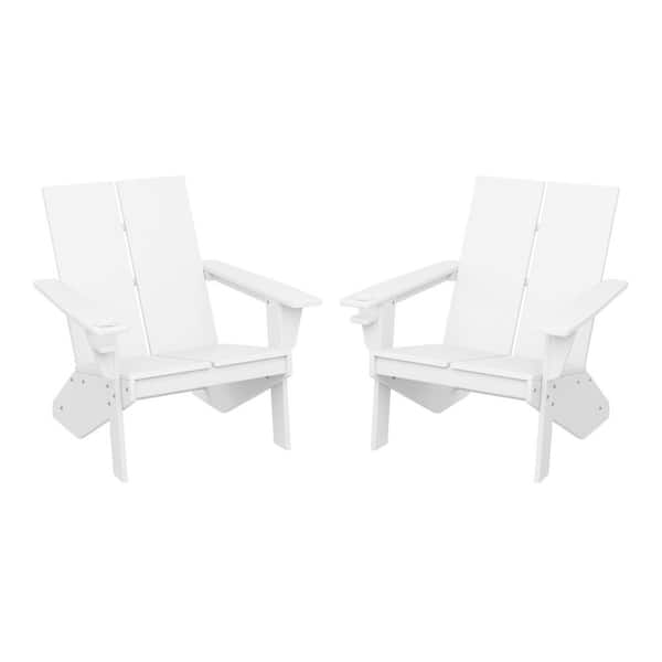 WESTIN OUTDOOR Coastin Outdoor Patio Weather Resistant Modern Poly Plastic White Adirondack Chair (Set of 2)