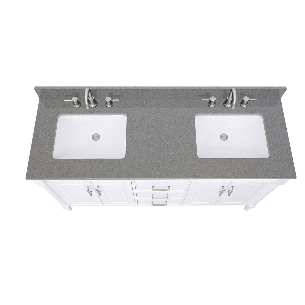 61 In. Lotte Radianz Contrail Matte Quartz Top With Dual Rectangular Sinks