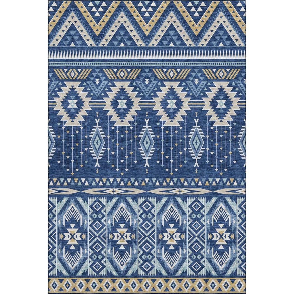 Mayfield Premium Machine Washable Abstract AMF1851 Navy 5 ft. x 7 ft. 6 in. Area Rug price history on PriceWatchPro