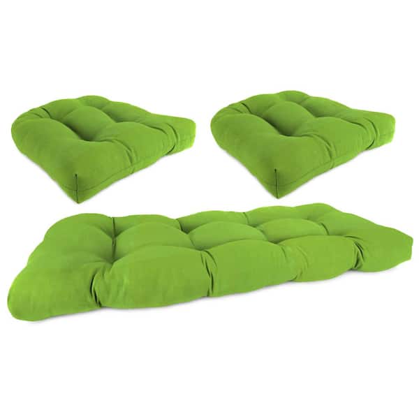 Jordan Manufacturing 44 in. L x 18 in. W x 4 in. T Veranda Citrus Outdoor Rectangular Wicker Cushion Set with 1 Bench and 2 Seat Cushions