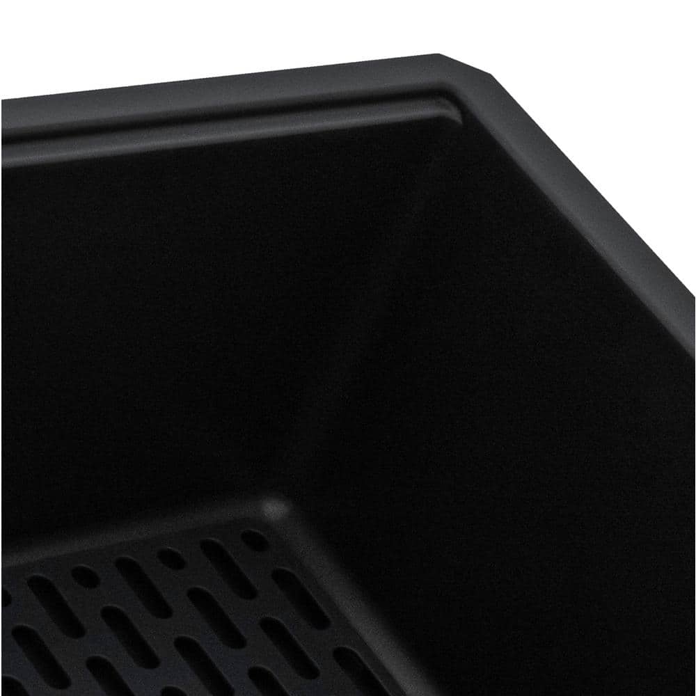 Midnight Black Granite Composite Undermount Single Bowl Kitchen Sink