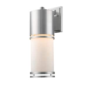 Luminata 14W 17 in. Brushed Aluminum Integrated LED Aluminum Hardwired Outdoor Weather Resistant Barn Wall Sconce Light