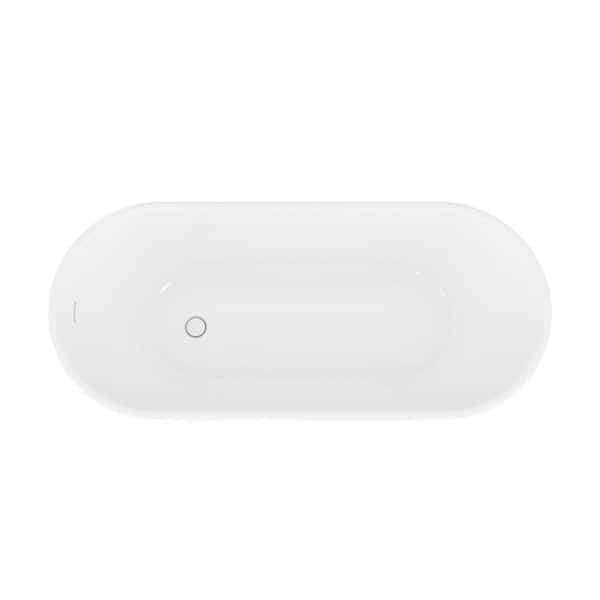 Aqua 66.5 in. L x 29 in. W Acrylic Double Ended Freestanding Soaking Bathtub with Reversible Drain in White