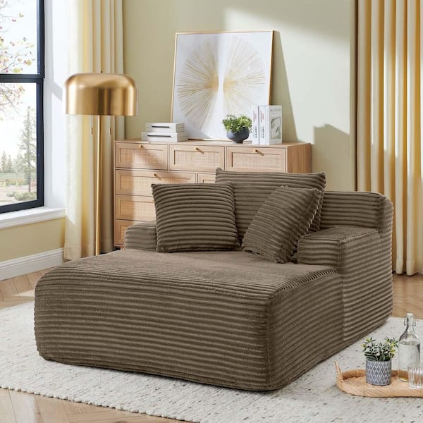 Unbranded 50 in. Brown Velvet Twin Size Single Sofa Bed Oversized Sleeper Chair with Deep Seat for Living Room Bedroom Apartment