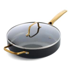 Gold Diamond 4-qt. Aluminum Ceramic Non-Stick Saute Pan With Lid and Helper Handle