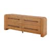 CHRISTOPHER KNIGHT HOME Sapphire Brown 4-Drawer 63 in. Wood Dresser with Black Metal Handles Curved Profile Design Natural 156516