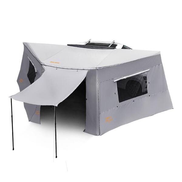 Tunearary 19.2 ft. x 6.4 ft. Outdoor 180-Degree Submarine Style Awning with Sidewall with Retractable Brackets and Built-In Spikes