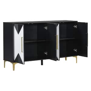 59.8 in. W x 15.7 in. D x 34.6 in. H Bathroom Black+White Linen Cabinet