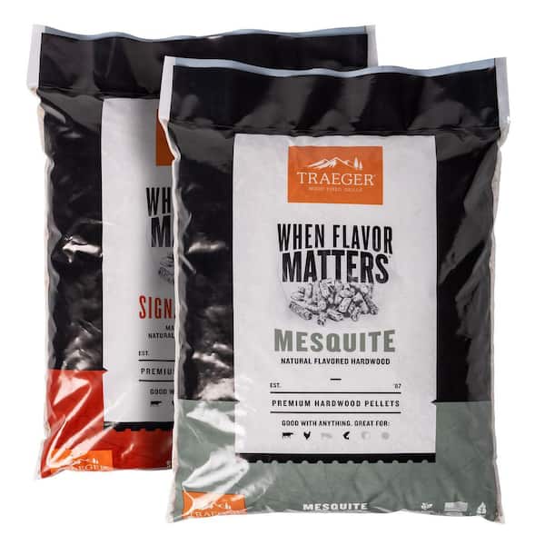20lb Signature Blend and 20lb Mesquite All-Natural Wood Grilling Pellets (2-Pack)