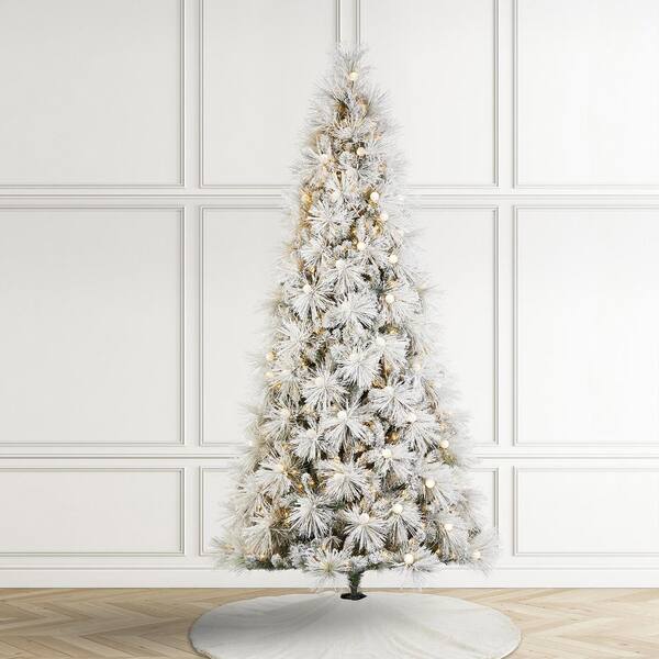 GOFLAME 8ft Artificial Pre-lit Christmas Tree With Warm White LED Lights And Pine Cones, Home Holiday Décor, Hinged, 1335 Branches For Indoor Decoration Easy Setup & Storage