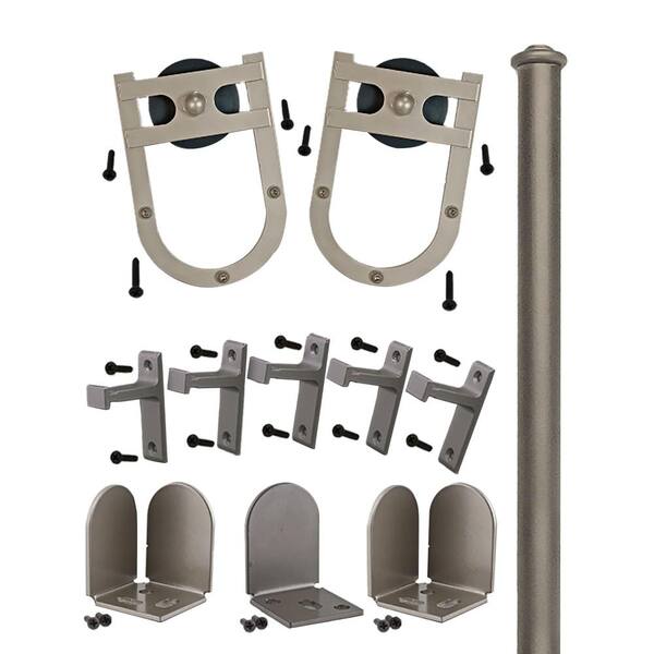 96 In Horseshoe Satin Nickel Sliding Barn Door Round Track And Hardware Kit Qg 1300 Hs 96 02 The Home Depot