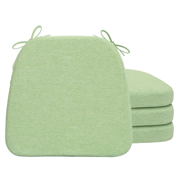 4-Piece Pear Green D-Shape Outdoor Seat Cushion with Ties and Removable, Machine-Washable Cover