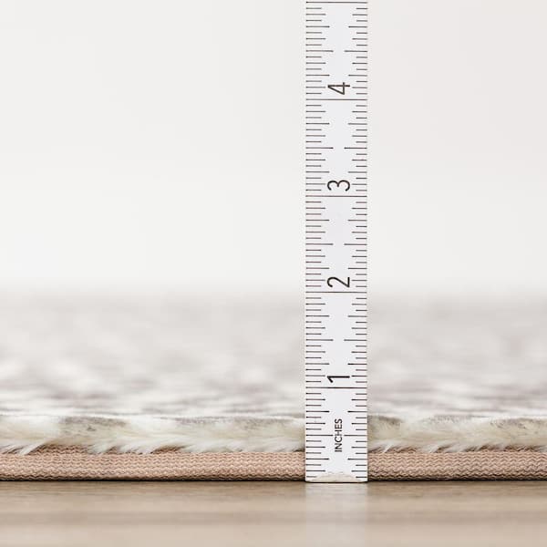 8' Round Beige Animal Print Runner Rug