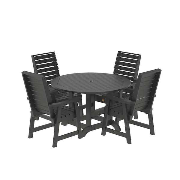 Highwood Glennville 5-Pieces Round Recycled Plastic Outdoor Dining Set