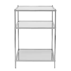 Amelia 22 in. W Chrome 26.75 in. HR Rectangle Glass End Table with Shelves 1 -Piece