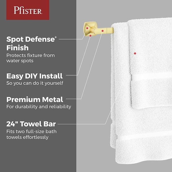 Vaneri 24 in. Wall Mounted Towel Bar in Brushed Gold