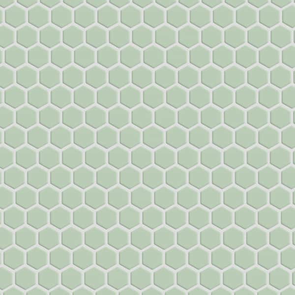 Merola Tile Metro 1 in. Hex Glossy Mint 10-1/4 in. x 11-7/8 in