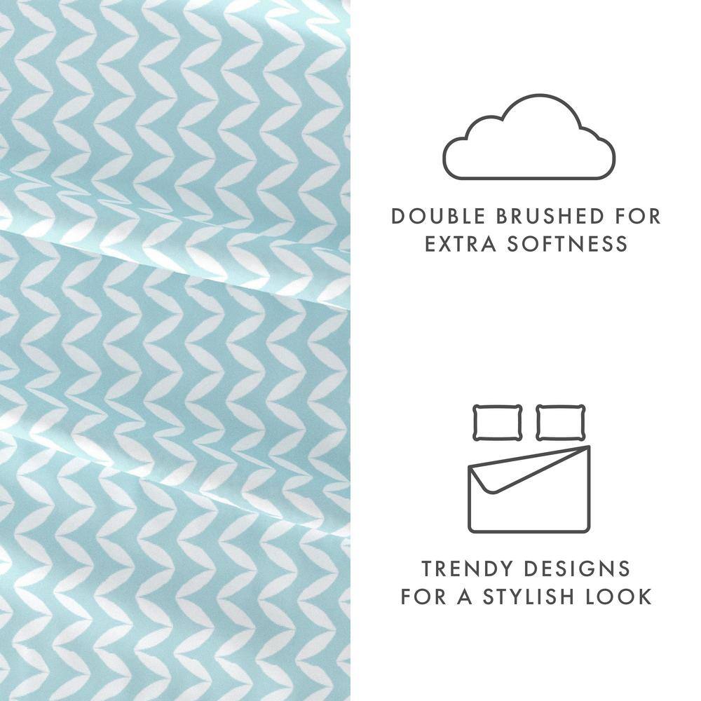 Light Blue Chevron Queen Microfiber Sheet Set