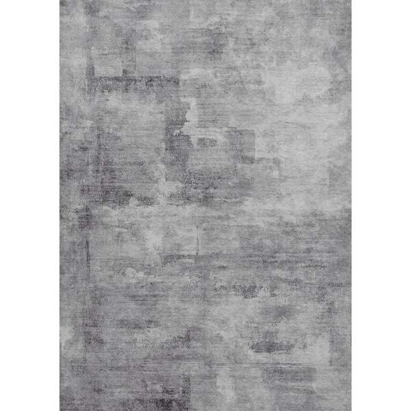 Monet Light Grey 4 ft. x 6 ft. Modern Abstract Area Rug