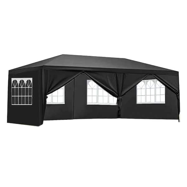 10 ft. x 20 ft. Metal Outdoor Canopy Tent with 6 Side Panels, Party Gazebo Shelter Backyard, Camping, Event(Non-Folding)